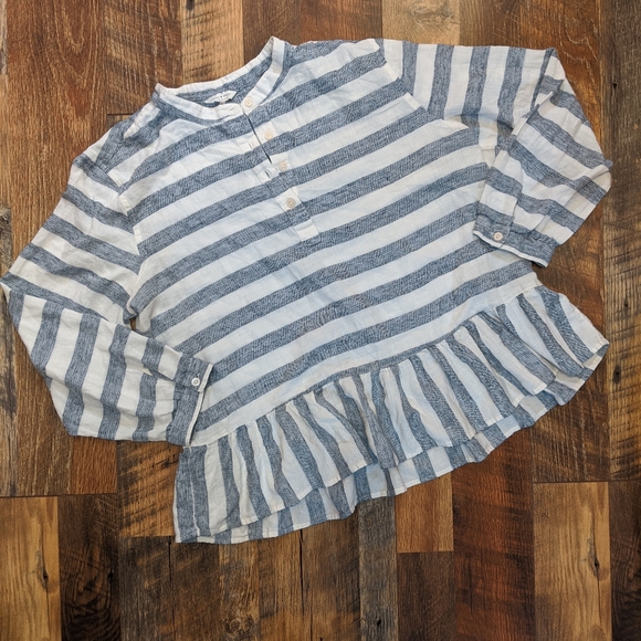 LUCKY BRAND LONG SLEEVE STRIPED PEPLUM TOP - Picture 6 of 8